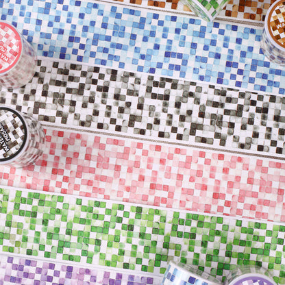 Watercolor Mosaic Series Washi Tape featuring color designs for journaling, scrapbooking and collage