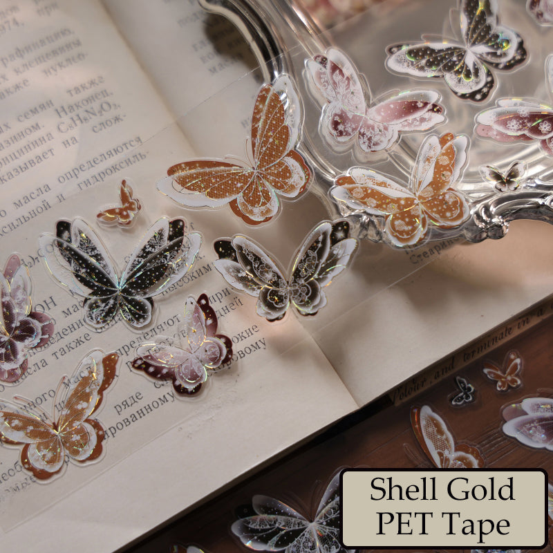 6cm*100cm Lace Butterfly Mist Die Cutting Shell Silver/Gold/Light PET Tape
