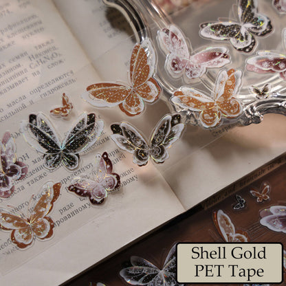 6cm*100cm Lace Butterfly Mist Die Cutting Shell Silver/Gold/Light PET Tape