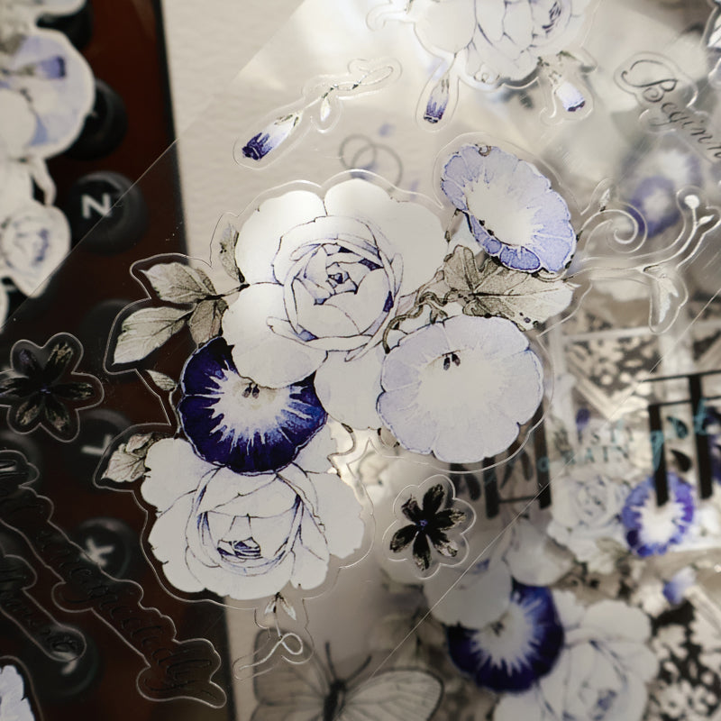 Blue Window flowers Die-Cutting Washi Tape - Sample 120cm