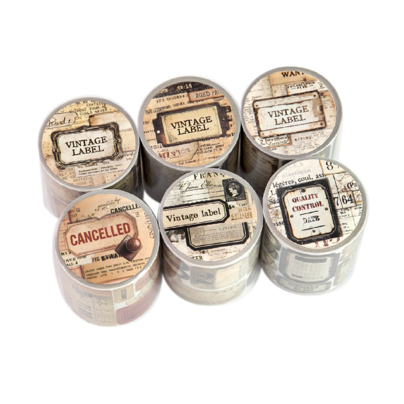 Retro Markings Series Die Cutting Washi Tape featuring retro designs for journaling, scrapbooking and collage