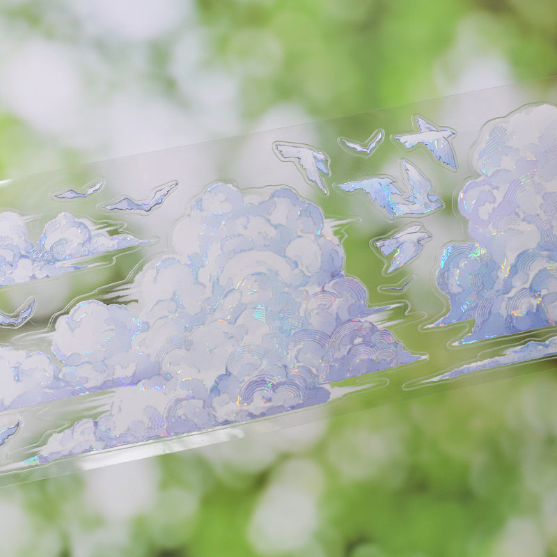 6.5cm*110cm Cloud Dream Floating World Die Cutting Shell Light PET Tape featuring dream, cloud, and light designs for journaling, scrapbooking and collage