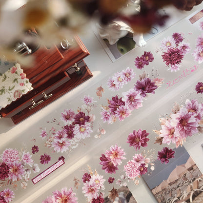 6cm*100cm Fluffy flower Die Cutting PET Tape featuring flower designs for journaling, scrapbooking and collage