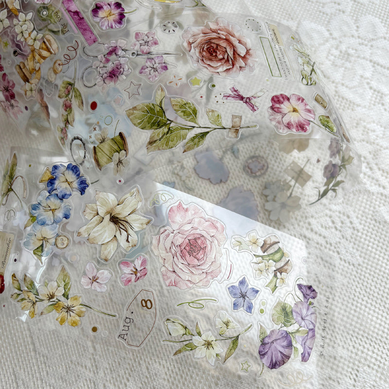 Whole Roll 6cm*5m Embroidered Flower Letter Die Cutting Washi/PET Tape