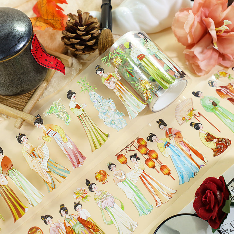 The Old Dreams of Chang an Shell Gold PET Tape featuring dream, old, and gold designs for journaling, scrapbooking and collage