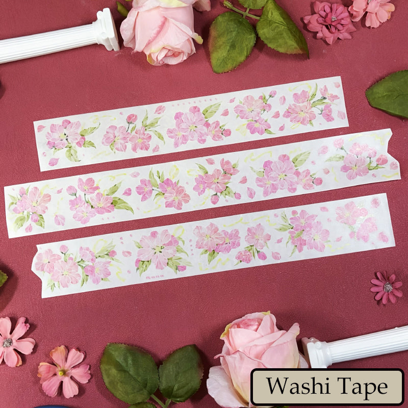 Whole Roll 5cm*5m Pine Ccented flower Washi/Self-adhesive/Shell Light PET Tape