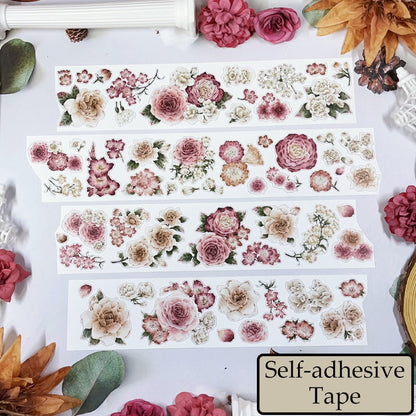 5.5cm*100cm Amber Flower Washi/Self-adhesive/Shell Light PET Tape