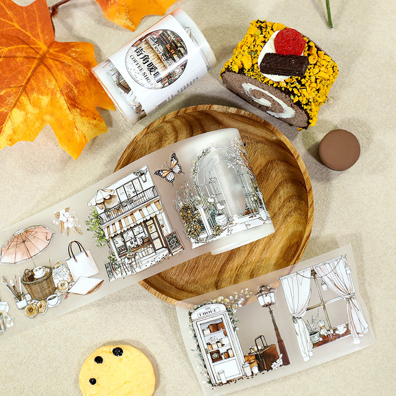 Warm Coffee Corner Die Cutting Fog PET Tape for journaling, scrapbooking and collage