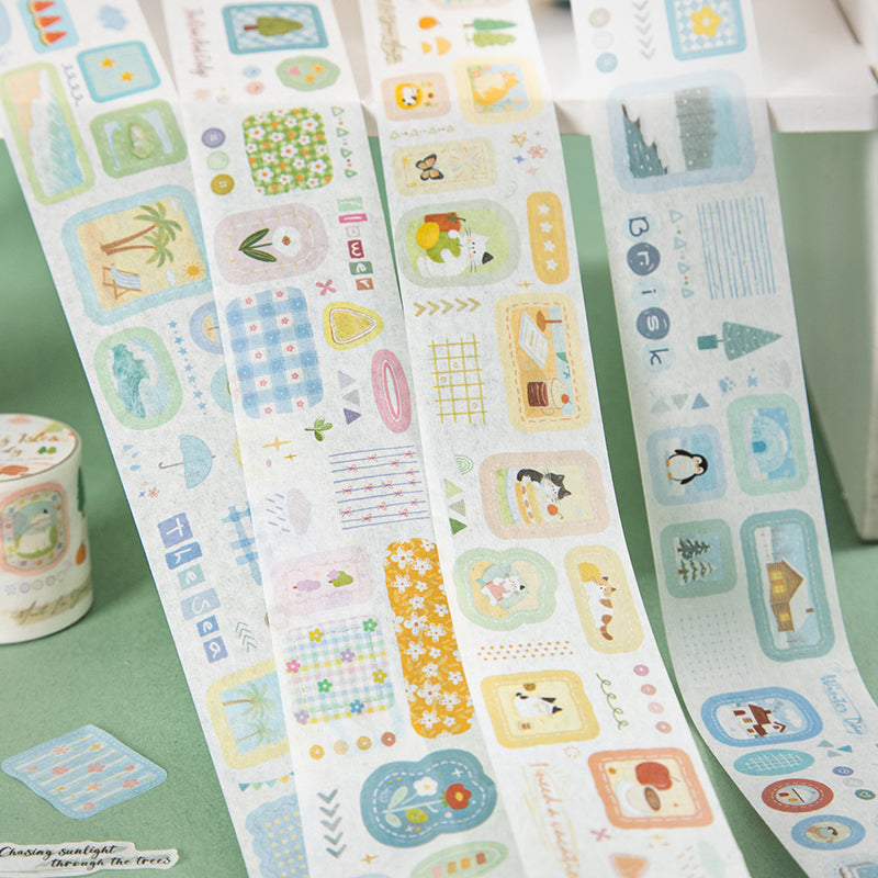 Flower Island Melodies Series Die Cutting Washi Tape featuring flower, and island designs for journaling, scrapbooking and collage