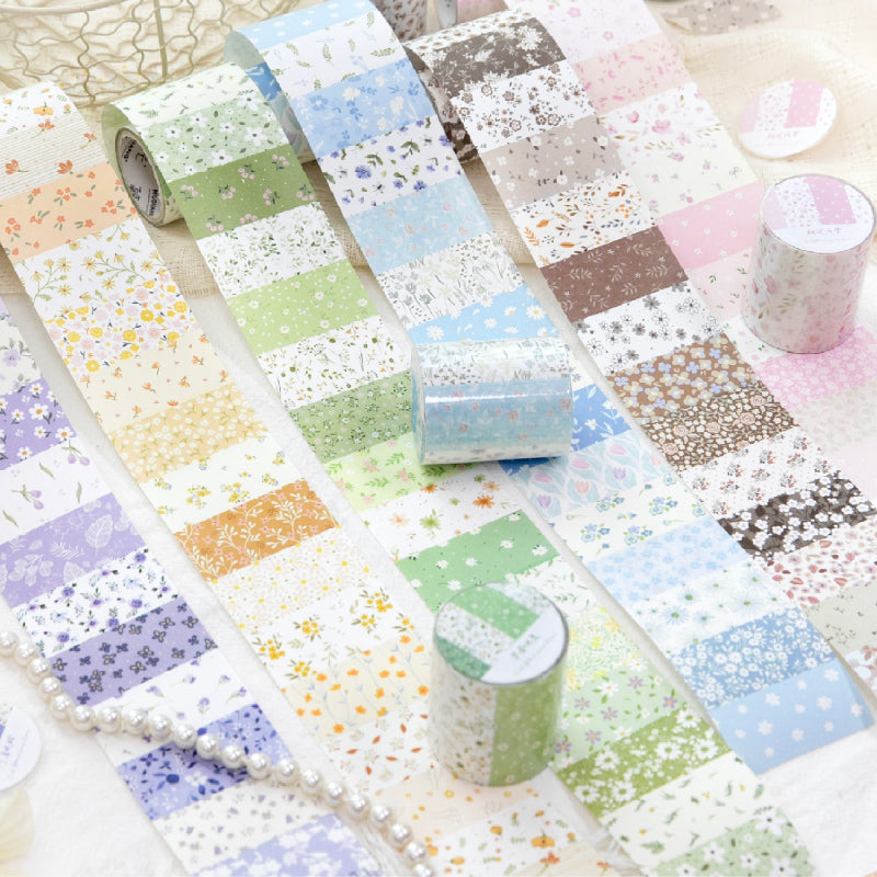 Flower letter series Die Cutting White Kraft Paper Tape featuring white, flower, and letter designs for journaling, scrapbooking and collage