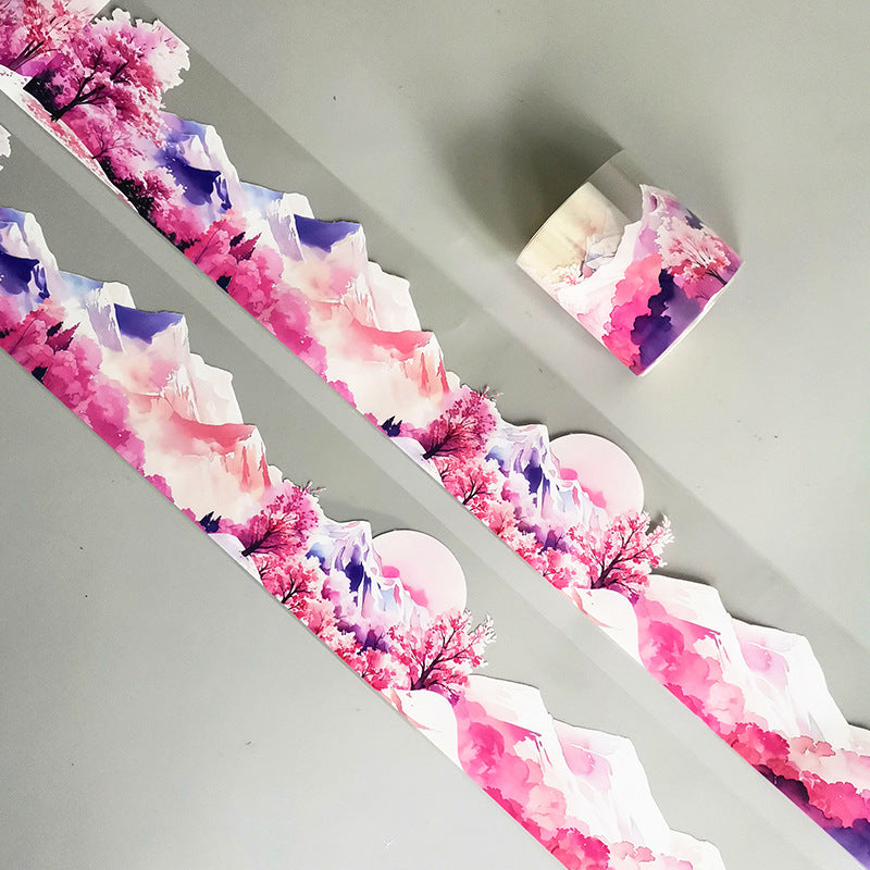Cherry Blossom Season Series PET Tape featuring sea, and cherry designs for journaling, scrapbooking and collage