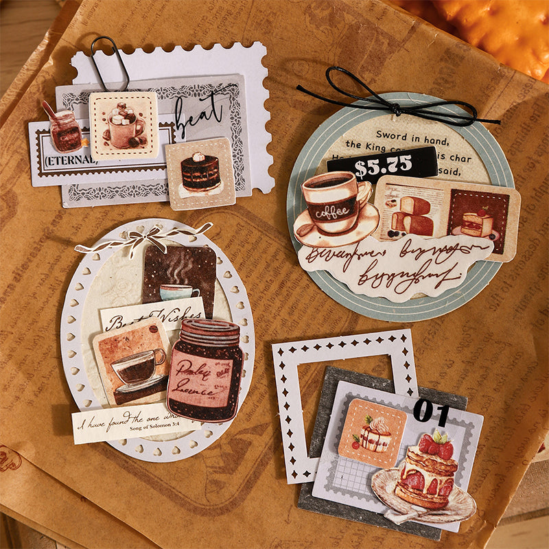 Warm Tea Gentle Prelude Series Die Cutting Kraft Paper Tape featuring tea designs for journaling, scrapbooking and collage