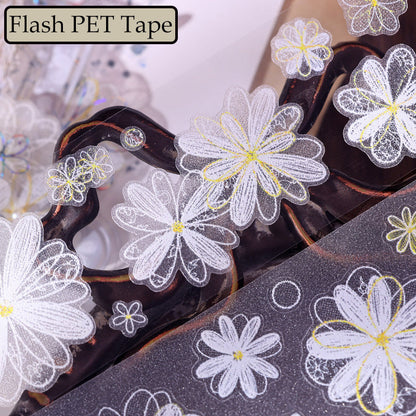 Whole Roll 4.5cm*6m White Dream Island Die Cutting Shell Silver/Flash PET Tape