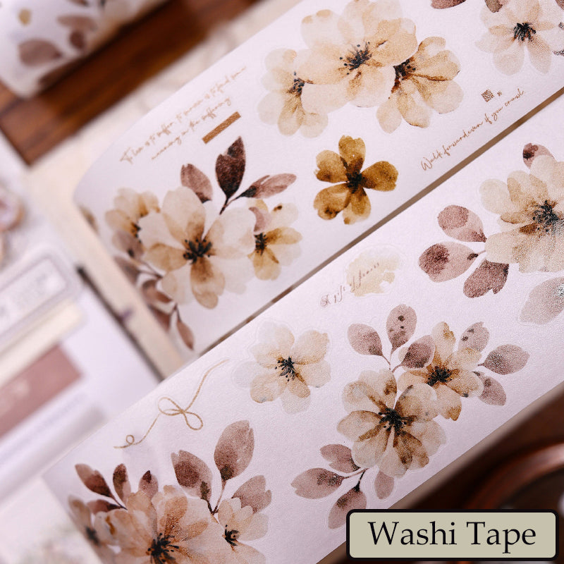 Whole Roll 5.5cm*6m Warm yellow branches Die Cutting Washi/PET Tape