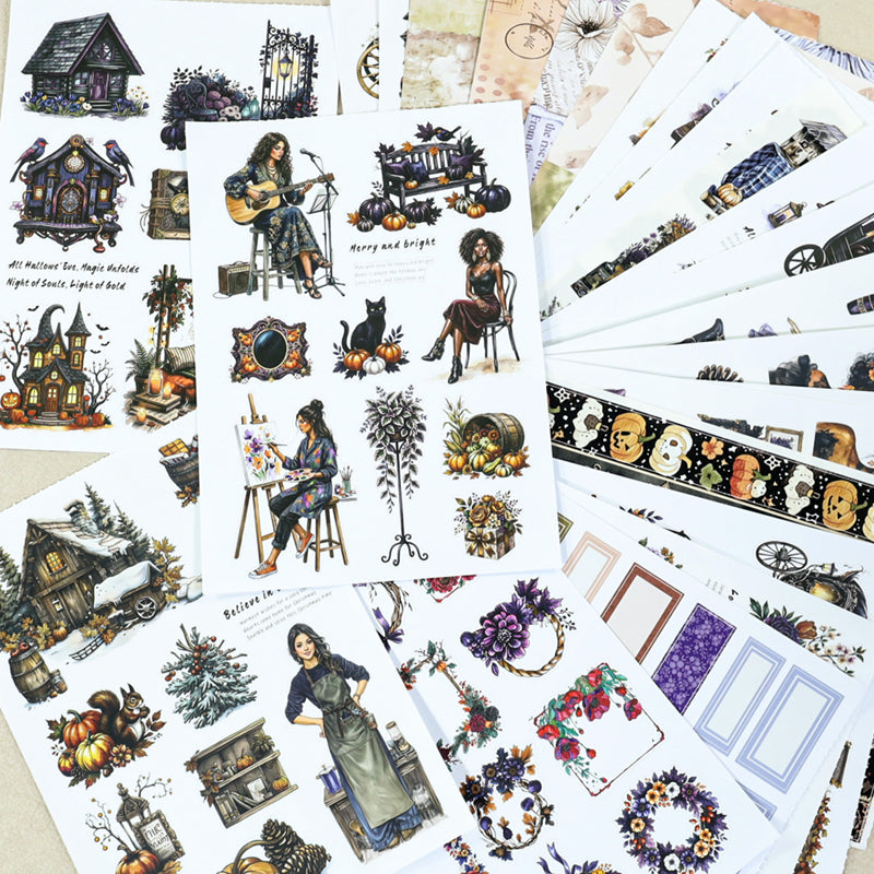 The Witch's Manor Sticker Book featuring book designs for journaling, scrapbooking and collage