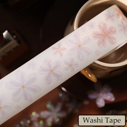 Whole Roll 4cm*6m Little Flower Grocery Store Die Cutting Washi/Flash PET/Shell Light PET Tape