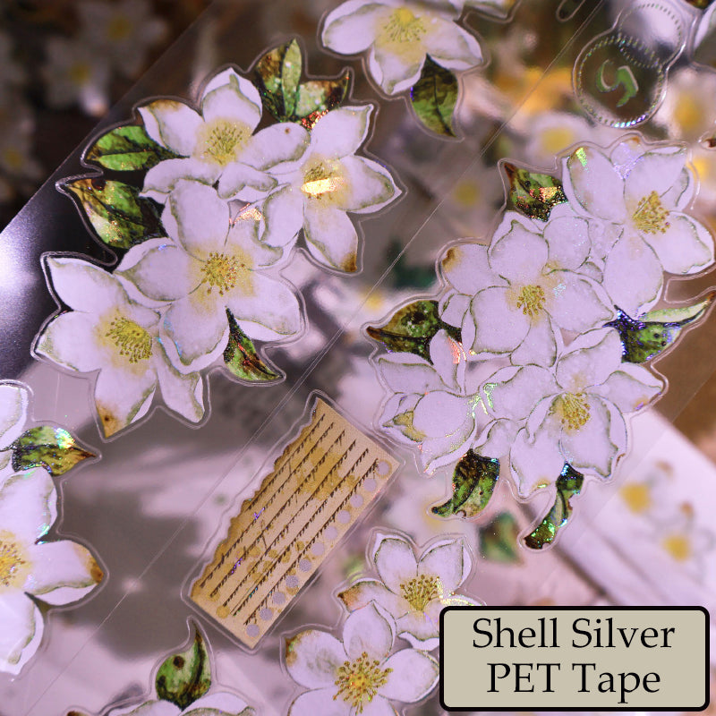 Whole Roll 5cm*5m Spring of the Four Seasons Die Cutting Washi/PET/Shell Silver PET Tape
