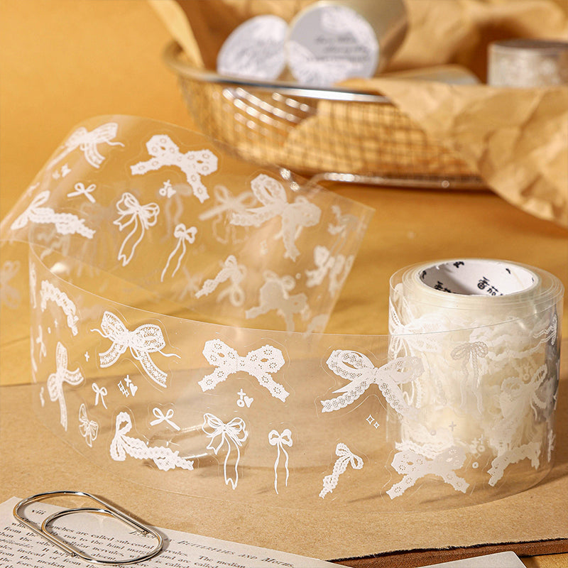 White Starfield Series Die Cutting PET Tape featuring white, and star designs for journaling, scrapbooking and collage