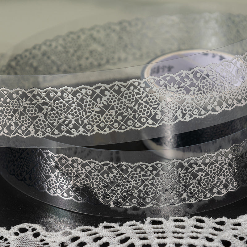 Silver Islet Lace Dream Series Silver Stamping PET Tape featuring dream, lace, and silver designs for journaling, scrapbooking and collage