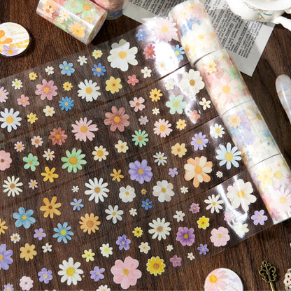 Daisy flower journal series Die Cutting PET Tape featuring flower designs for journaling, scrapbooking and collage