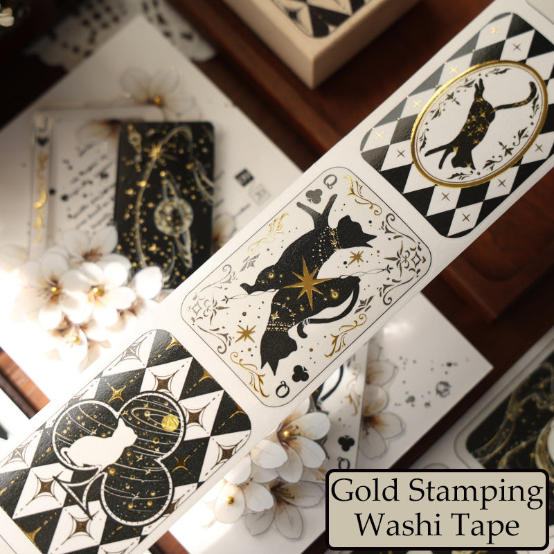 Whole Roll 4.5cm*5m Star Brand Diary Die Cutting Gold Stamping Washi/PET Tape