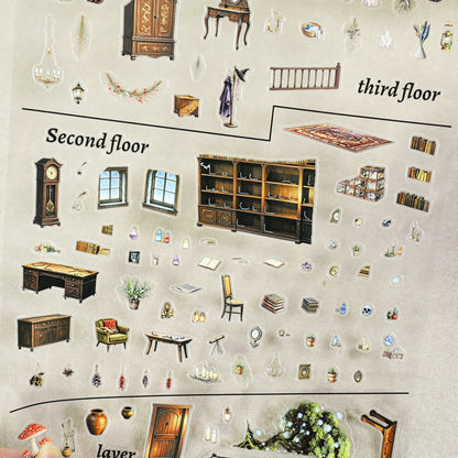 Magic Forest Realm 3D Sticker Book featuring forest, and book designs for journaling, scrapbooking and collage
