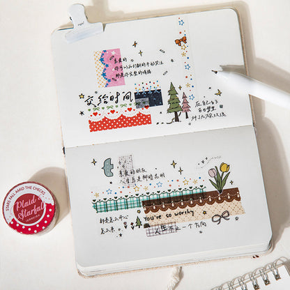 Star Grid Pattern Series Washi Tape featuring star designs for journaling, scrapbooking and collage