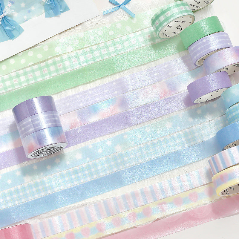 Soft Candy Diary Series Pearly Lustre Washi Tape Set featuring pearl designs for journaling, scrapbooking and collage