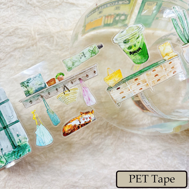 Whole Roll 6cm*5m Greenness Die Cutting Washi/PET/Fog PET Tape
