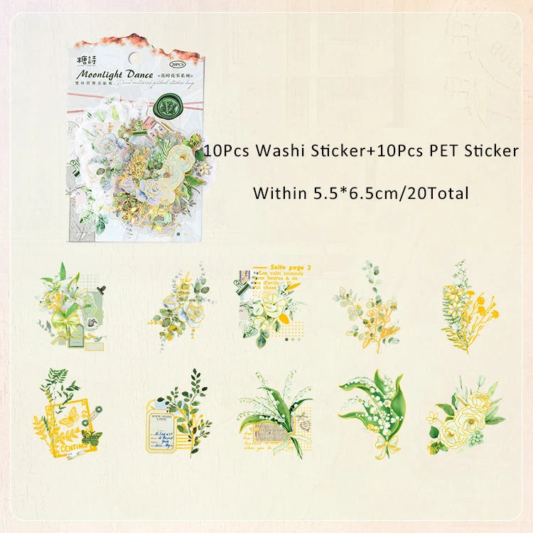 Time Floral Sticker Sheet – Vintage Aesthetic Journaling & Planner Sticker
