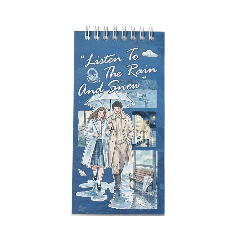 Listen To The Rain And Snow Series Sticker Book featuring book, rain, and snow designs for journaling, scrapbooking and collage