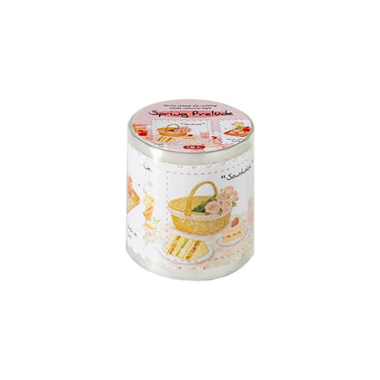 Spring Prelude Series tape featuring spring breeze, flower room, lazy cat cafe, and stream shelter designs for journaling, scrapbooking and collage