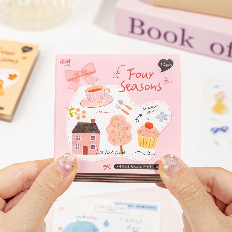 Four Seasons Signal Series PET sticker book featuring spring, summer, autumn, and winter seasonal designs for journaling, scrapbooking and collage