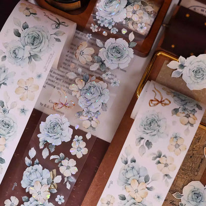 Mint Green Vintage Floral PET & Washi Tape