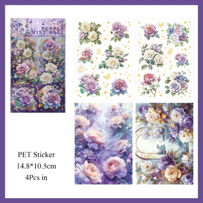 Rose Blossom Sticker Sheet – Romantic Aesthetic Journaling & Scrapbook Sticker