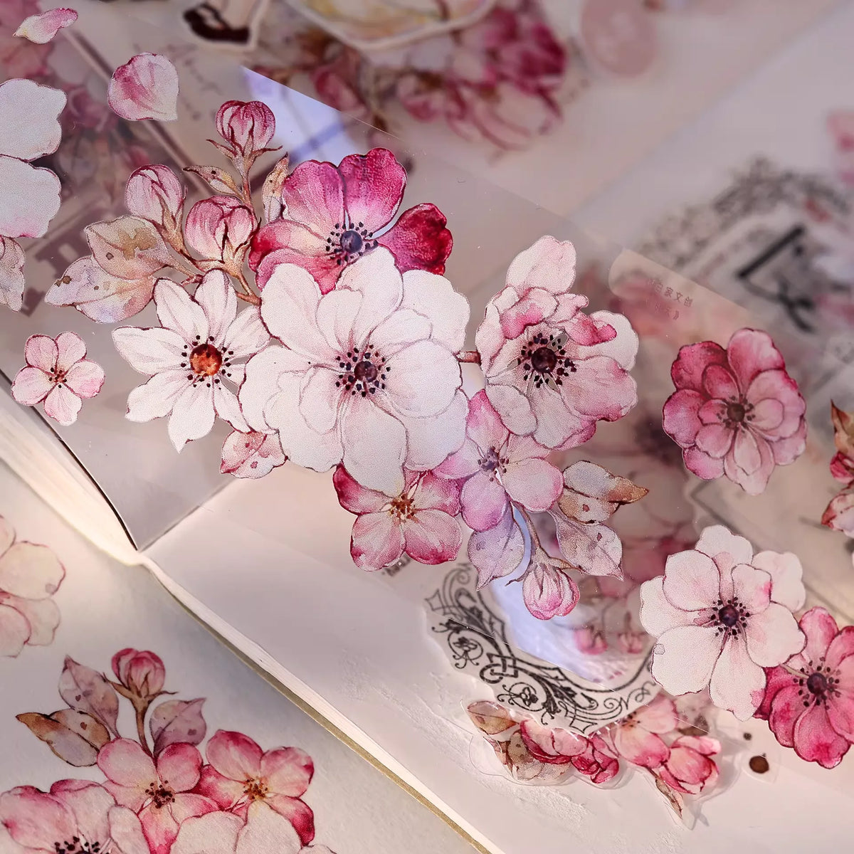 Peach Blossom Vintage Floral PET & Washi Tape