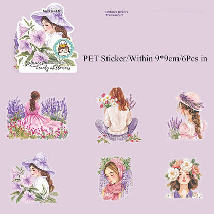 Embracing the beauty of flowers Sticker