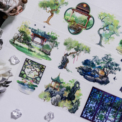 Whole Roll 7.5cm*5m Summer Garden PET Tape featuring garden, and summer designs for journaling, scrapbooking and collage