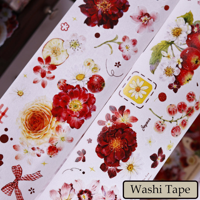 Whole Roll 6cm*6m Red Fruit Fragrant Flavor Die Cutting Washi/PET/Shell Light PET Tape
