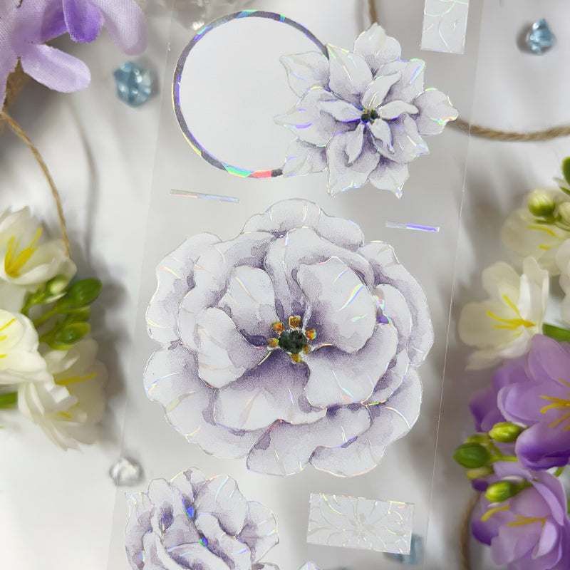 6cm*100cm Purple anemone Shell Light PET Tape featuring light designs for journaling, scrapbooking and collage