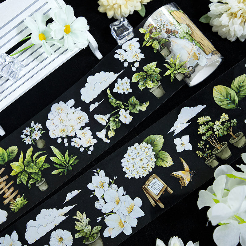 Small Garden Die Cutting Washi/Shell Light PET Tape featuring garden, and light designs for journaling, scrapbooking and collage