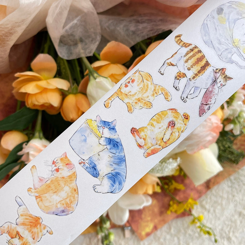 6cm*333cm Cat Home Die Cutting Washi/PET/Fog PET Tape featuring cat, and home designs for journaling, scrapbooking and collage