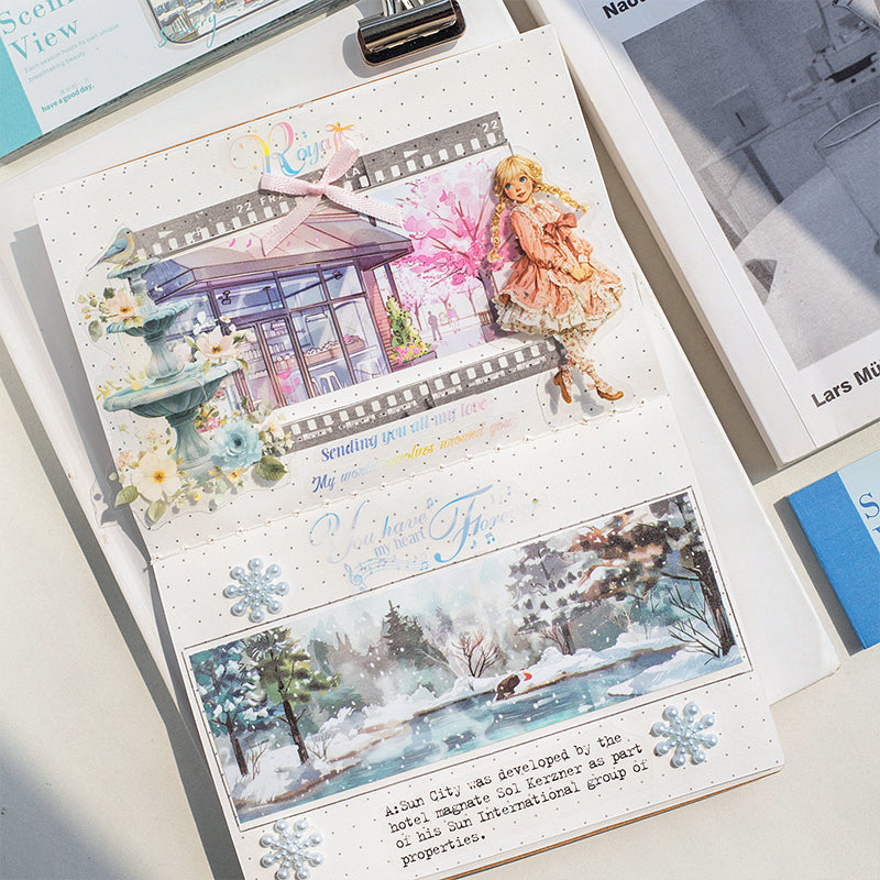 Beautiful Scenery View Series Sticker Book featuring book designs for journaling, scrapbooking and collage