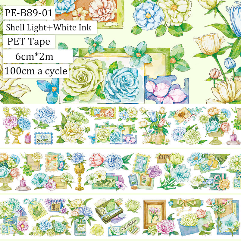 Spring time Shell Light PET Tape featuring spring, and light designs for journaling, scrapbooking and collage