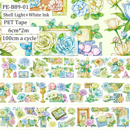 Spring time Shell Light PET Tape featuring spring, and light designs for journaling, scrapbooking and collage