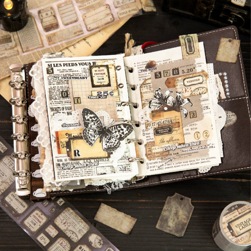 Retro Markings Series Die Cutting Washi Tape featuring retro designs for journaling, scrapbooking and collage