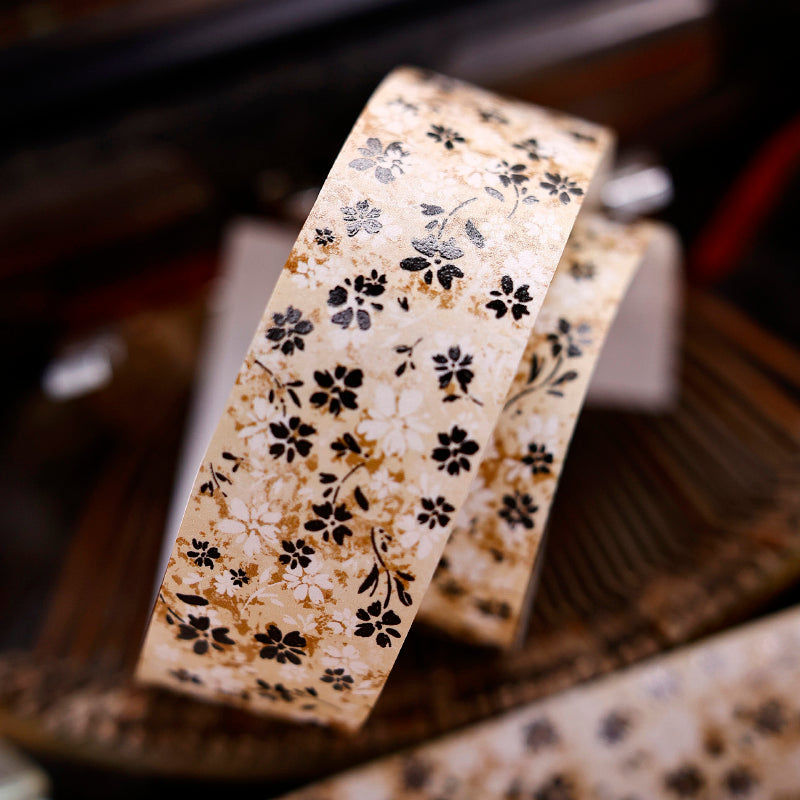 Whole Roll 2.7cm*3m Brownish Floral Patterns Washi Tape featuring floral, and brown designs for journaling, scrapbooking and collage