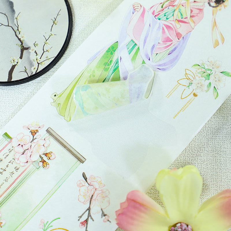 Apricot Blossoms Die Cutting Washi/Shell Silver PET Tape featuring silver designs for journaling, scrapbooking and collage
