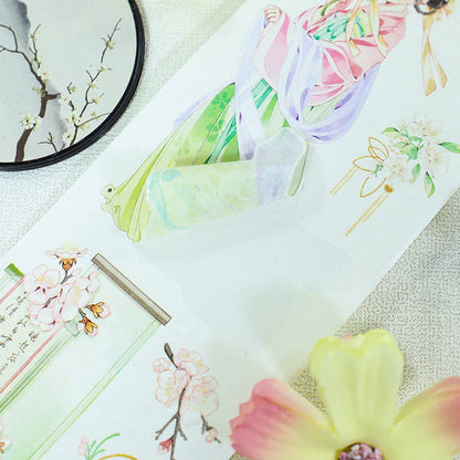 Apricot Blossoms Die Cutting Washi/Shell Silver PET Tape featuring silver designs for journaling, scrapbooking and collage