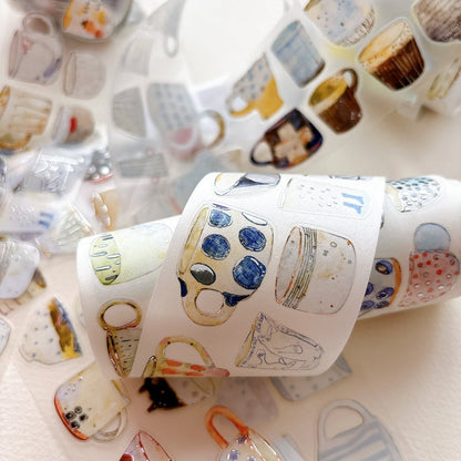 5cm*166cm One Cup Die Cutting Silver Stamping Washi/PET/Fog PET Tape